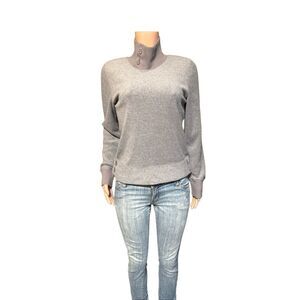 Pulp women's grey mock-neck or turtleneck pullover sweater with button details M